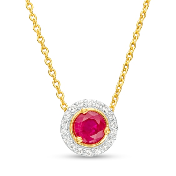 Ruby and Diamond Accent Frame Pendant in 10K Gold