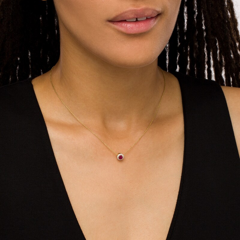 Main Image 2 of Ruby and Diamond Accent Frame Pendant in 10K Gold