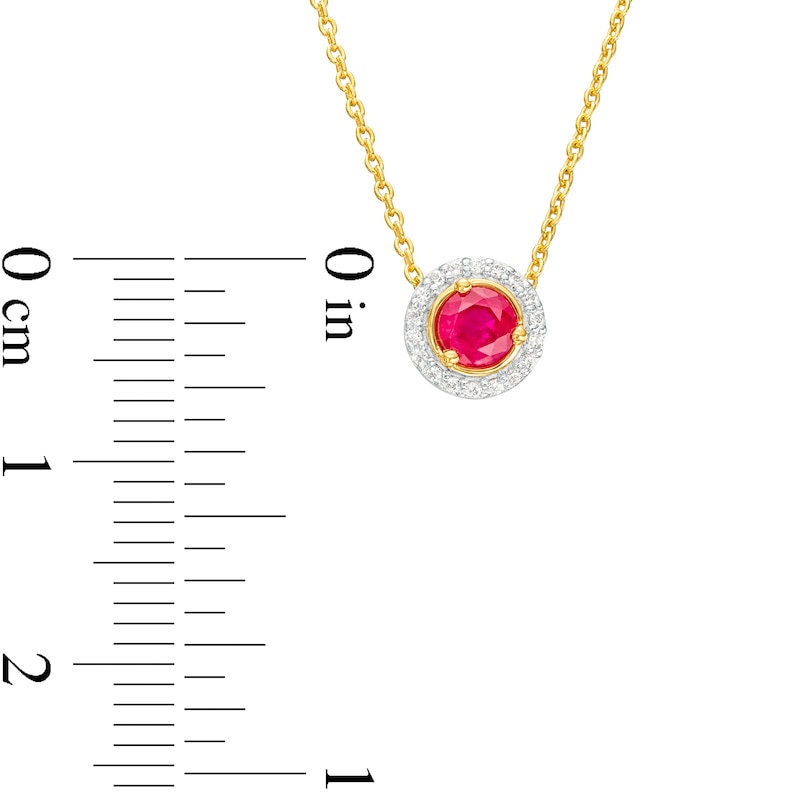 Main Image 4 of Ruby and Diamond Accent Frame Pendant in 10K Gold