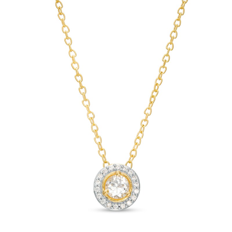 White Sapphire and Diamond Accent Frame Pendant in 10K Gold