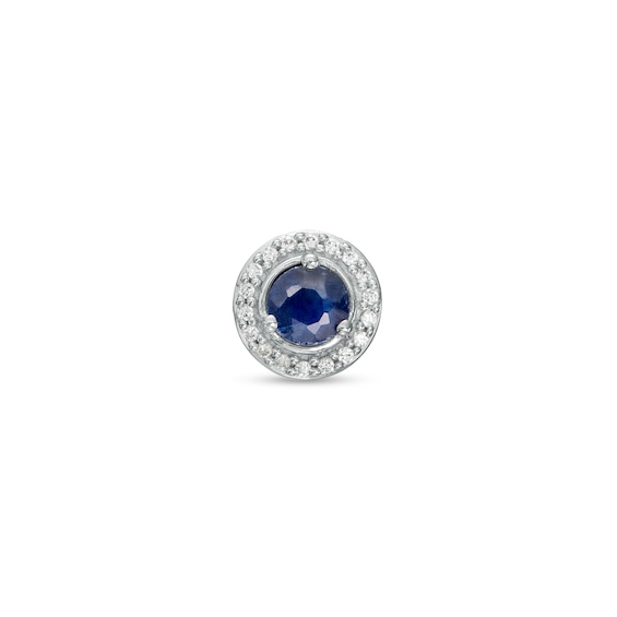 Blue Sapphire and Diamond Accent Frame Charm in 10K White Gold