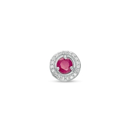 Ruby and Diamond Accent Frame Charm in 10K White Gold