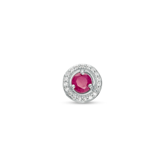 Ruby and Diamond Accent Frame Charm in 10K White Gold