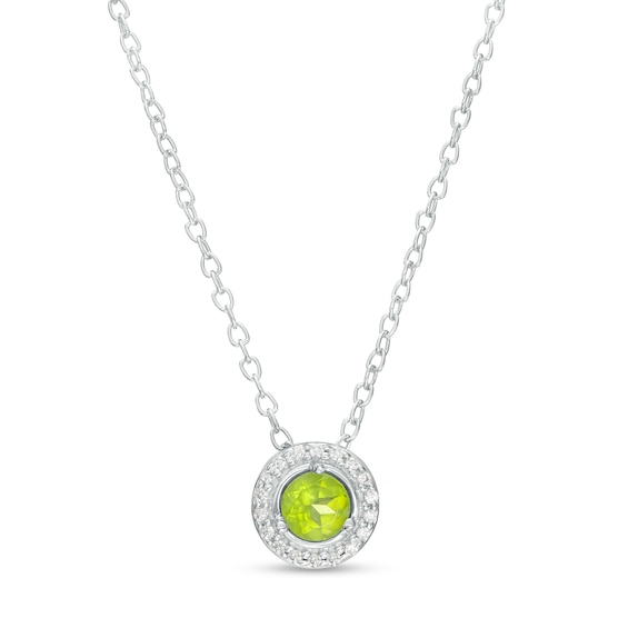 Peridot and Diamond Accent Frame Pendant in 10K White Gold