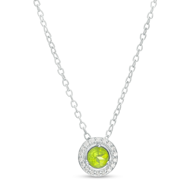 Main Image 1 of Peridot and Diamond Accent Frame Pendant in 10K White Gold