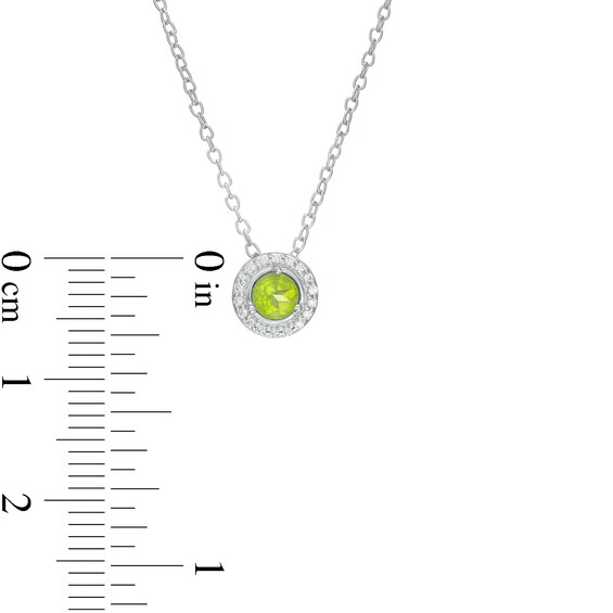 Peridot and Diamond Accent Frame Pendant in 10K White Gold