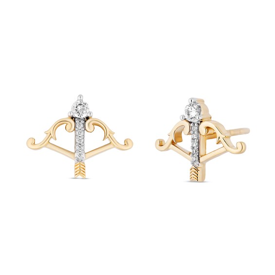 Collector's Edition Enchanted Disney Brave 10th Anniversary 1/10 CT. T.w. Diamond Arrow Stud Earrings in 10K Gold