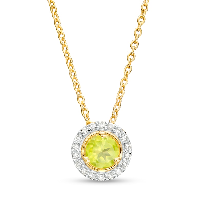 Main Image 1 of Peridot and Diamond Accent Frame Pendant in 10K Gold