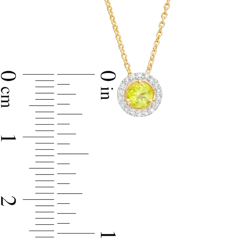 Main Image 3 of Peridot and Diamond Accent Frame Pendant in 10K Gold