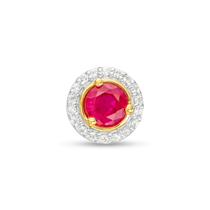 Main Image 1 of Ruby and Diamond Accent Frame Charm in 10K Gold