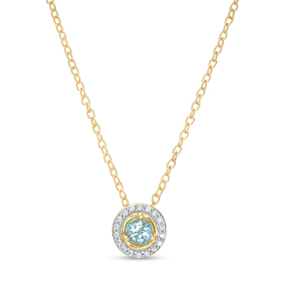 Swiss Blue Topaz and Diamond Accent Frame Pendant in 10K Gold