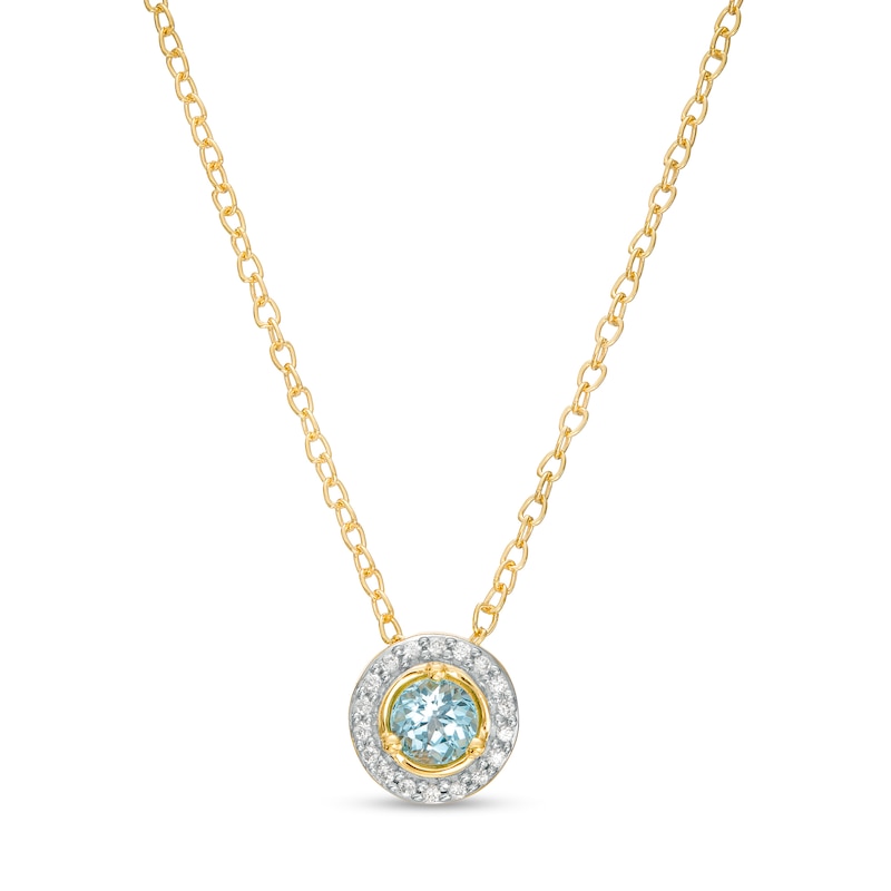 Main Image 1 of Swiss Blue Topaz and Diamond Accent Frame Pendant in 10K Gold