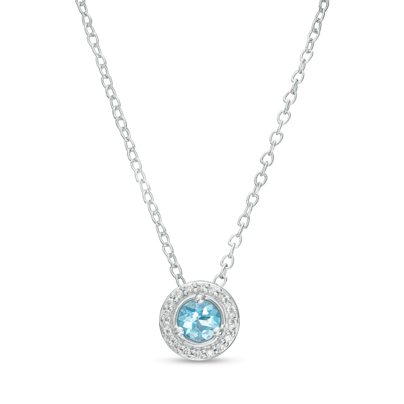 Main Image 1 of Swiss Blue Topaz and Diamond Accent Frame Pendant in 10K White Gold