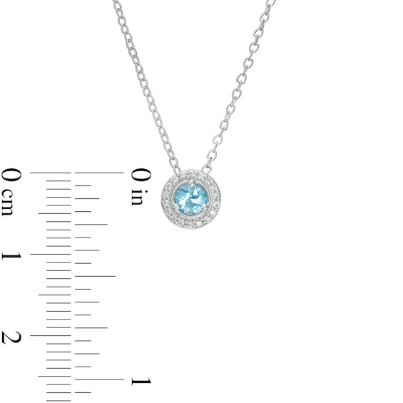 Swiss Blue Topaz and Diamond Accent Frame Pendant in 10K White Gold