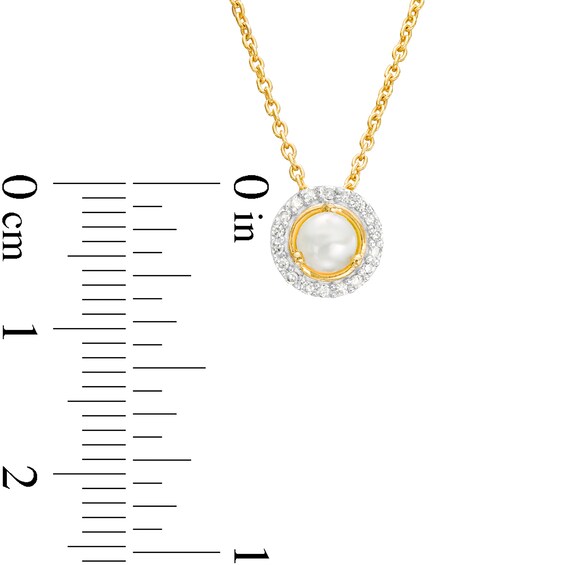 4.0mm Button Freshwater Cultured Pearl and Diamond Accent Frame Pendant in 10K Gold