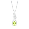 Thumbnail Image 1 of Pear-Shaped Peridot and White Lab-Created Sapphire Cascading Infinity Ribbon Pendant in Sterling Silver