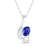 Thumbnail Image 1 of Oval Blue and White Lab-Created Sapphire Ribbon Wrap Pendant in Sterling Silver