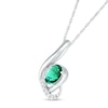 Thumbnail Image 2 of Oval Lab-Created Emerald and White Sapphire Ribbon Wrap Pendant in Sterling Silver