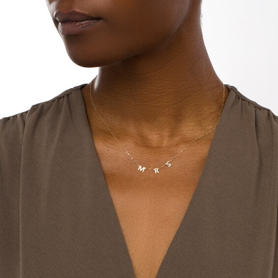 "Mrs" Letter Station Necklace in 10K Gold â 17"