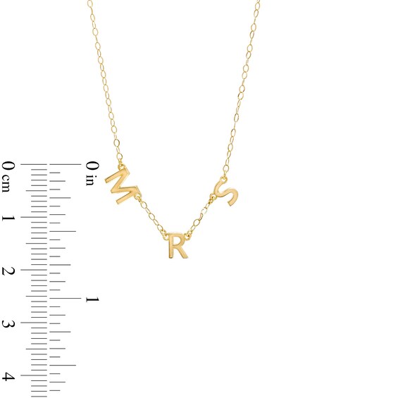 "Mrs" Letter Station Necklace in 10K Gold â 17"