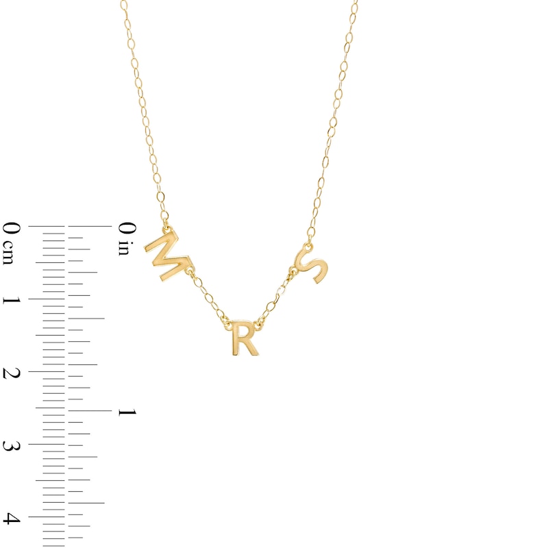 Main Image 3 of "MRS" Letter Station Necklace in 10K Gold – 17"