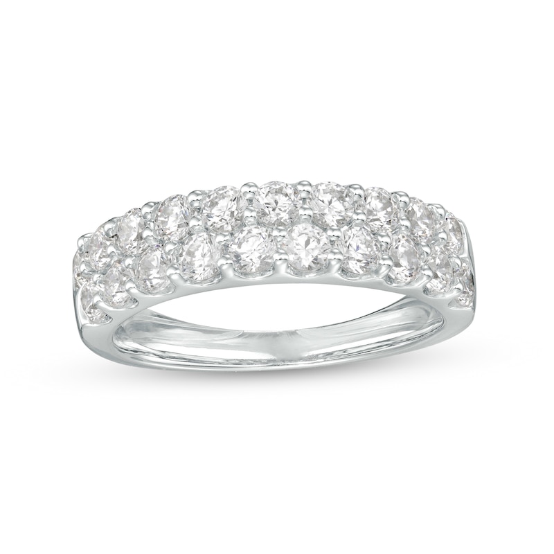 Main Image 1 of 1-1/2 CT. T.W. Certified Lab-Grown Diamond Double Row Anniversary Band in 14K White Gold (F/VS2)