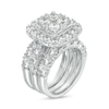 Thumbnail Image 2 of 6 CT. T.W. Certified Lab-Grown Multi-Diamond Cushion Frame Three Piece Bridal Set in 14K White Gold (F/VS2)