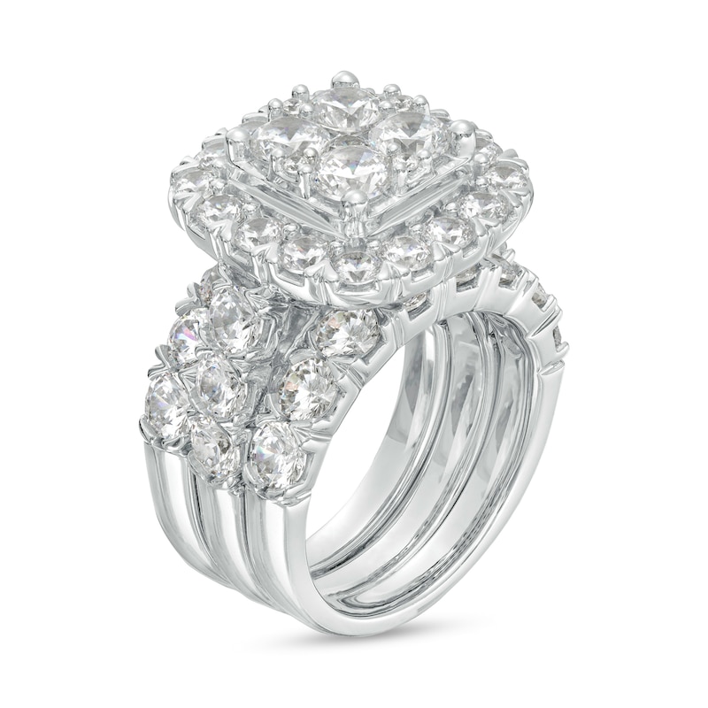 Main Image 2 of 6 CT. T.W. Certified Lab-Grown Multi-Diamond Cushion Frame Three Piece Bridal Set in 14K White Gold (F/VS2)