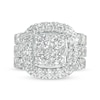 Thumbnail Image 3 of 6 CT. T.W. Certified Lab-Grown Multi-Diamond Cushion Frame Three Piece Bridal Set in 14K White Gold (F/VS2)