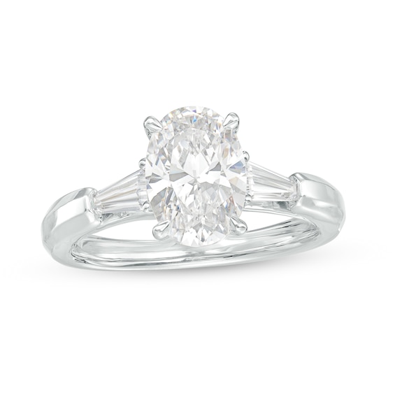 2-3/4 CT. T.w. Certified Oval Lab-Grown Diamond Three Stone Engagement Ring in 14K White Gold (F/Vs2)