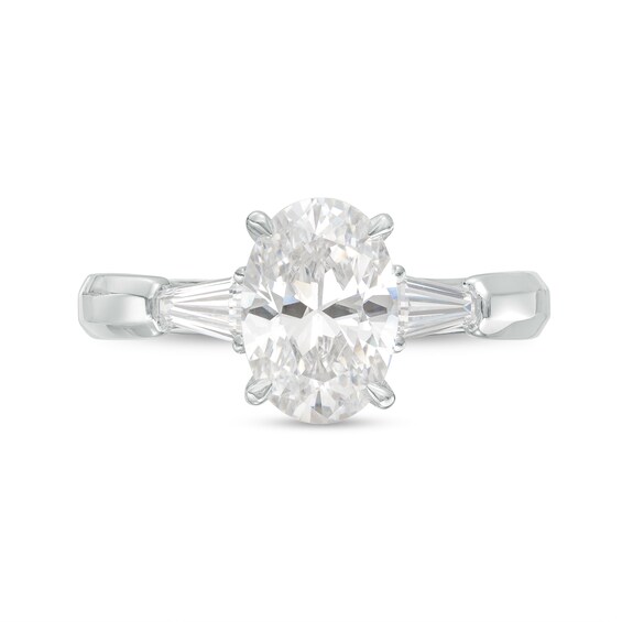 2-3/4 CT. T.w. Certified Oval Lab-Grown Diamond Three Stone Engagement Ring in 14K White Gold (F/Vs2)