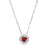 Thumbnail Image 1 of Garnet and Diamond Accent Frame Pendant in 10K White Gold