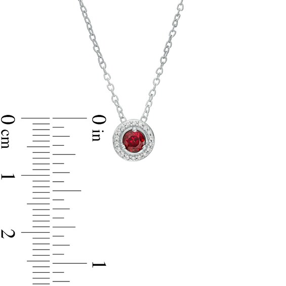 Garnet and Diamond Accent Frame Pendant in 10K White Gold