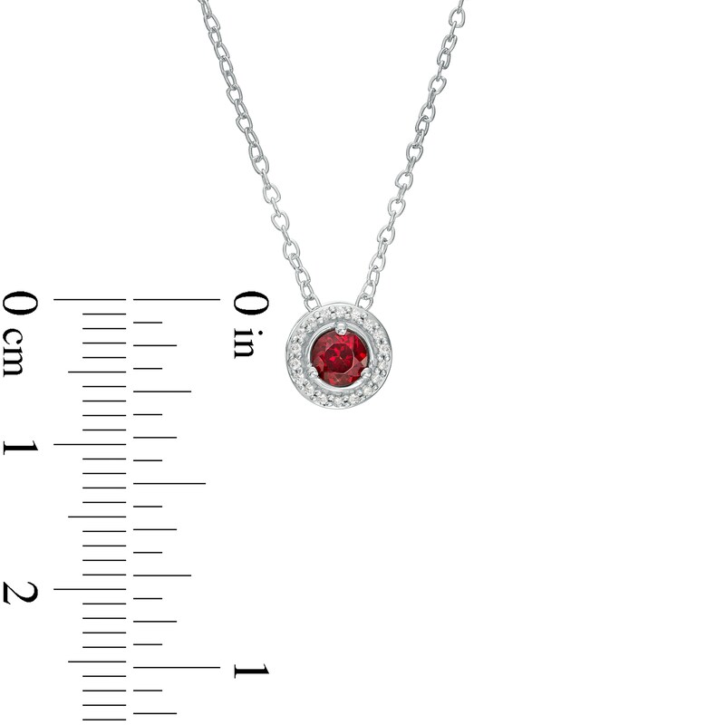 Main Image 4 of Garnet and Diamond Accent Frame Pendant in 10K White Gold