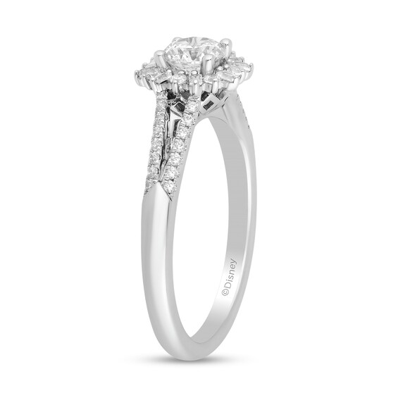 Enchanted Disney Elsa 3/4 CT. T.w. Diamond Snowflake Frame Split Shank Engagement Ring in 14K White Gold