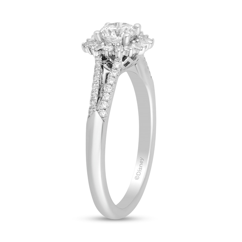 Main Image 2 of Enchanted Disney Elsa 3/4 CT. T.W. Diamond Snowflake Frame Split Shank Engagement Ring in 14K White Gold
