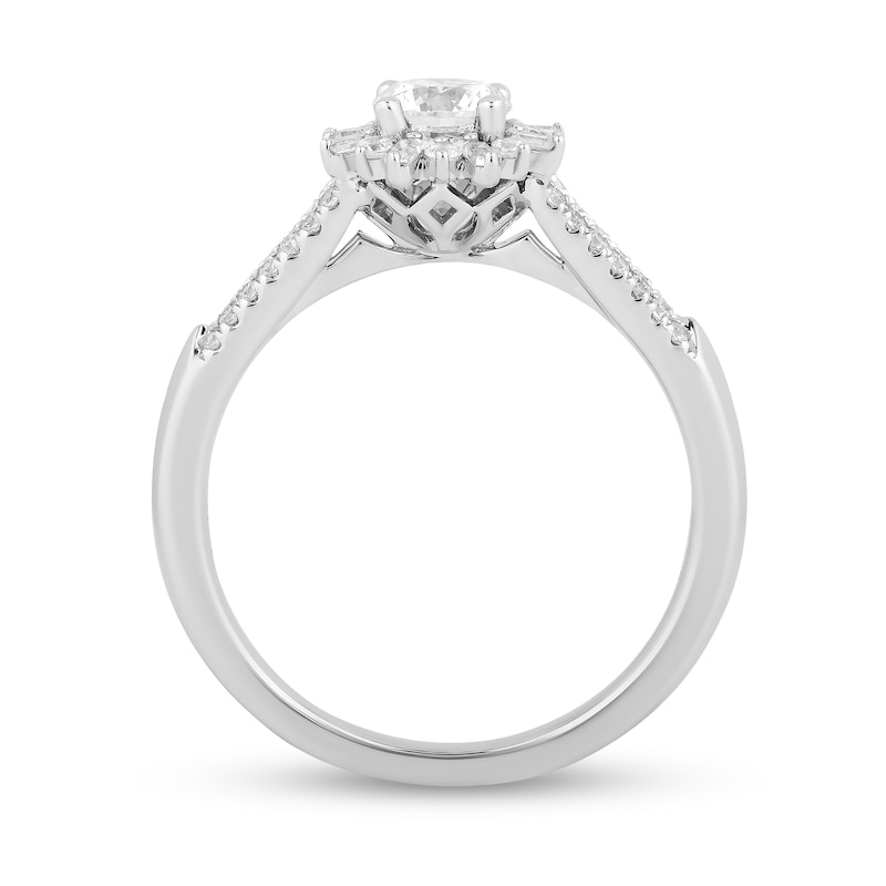 Main Image 3 of Enchanted Disney Elsa 3/4 CT. T.W. Diamond Snowflake Frame Split Shank Engagement Ring in 14K White Gold