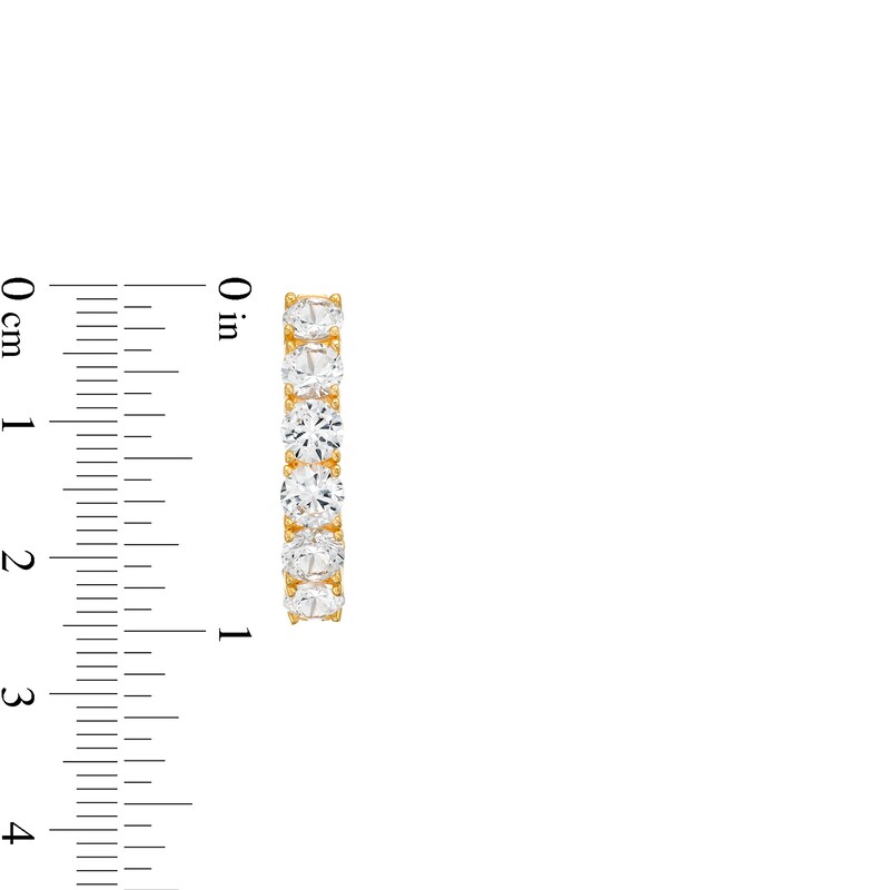 Main Image 3 of 4.5mm White Lab-Created Sapphire Inside-Out Hoop Earrings in Sterling Silver with 18K Gold Plate