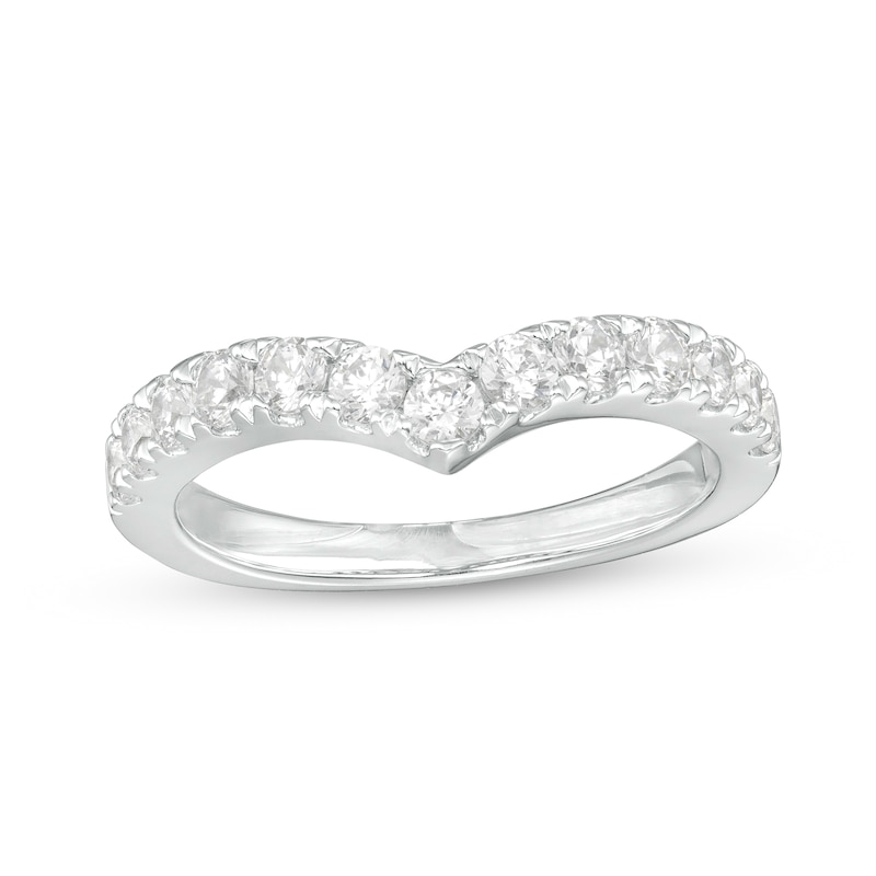 Main Image 1 of 3/4 CT. T.W. Certified Lab-Grown Diamond Chevron Contour Wedding Band in 14K White Gold (F/VS2)