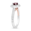 Thumbnail Image 1 of Enchanted Disney Mulan 6.0mm Rhodolite Garnet and 1/3 CT. T.W. Diamond Flower Frame Engagement Ring in 14K White Gold