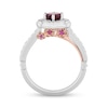 Thumbnail Image 2 of Enchanted Disney Mulan 6.0mm Rhodolite Garnet and 1/3 CT. T.W. Diamond Flower Frame Engagement Ring in 14K White Gold