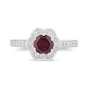 Thumbnail Image 3 of Enchanted Disney Mulan 6.0mm Rhodolite Garnet and 1/3 CT. T.W. Diamond Flower Frame Engagement Ring in 14K White Gold