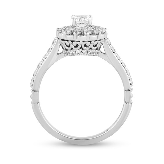 Enchanted Disney Majestic Princess 1 CT. T.w. Diamond Floral Frame Engagement Ring in 14K White Gold