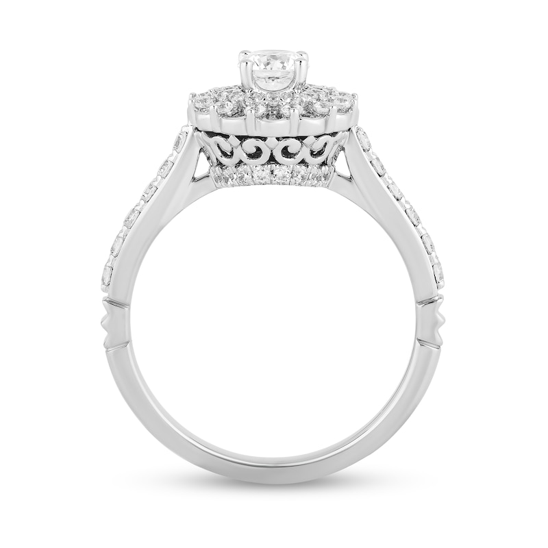 Main Image 3 of Enchanted Disney Majestic Princess 1 CT. T.W. Diamond Floral Frame Engagement Ring in 14K White Gold