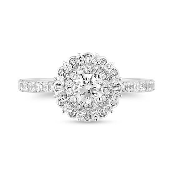 Enchanted Disney Majestic Princess 1 CT. T.w. Diamond Floral Frame Engagement Ring in 14K White Gold