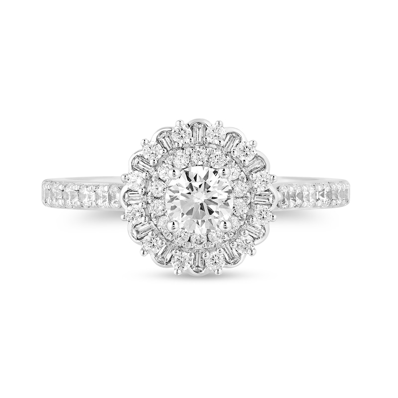 Main Image 4 of Enchanted Disney Majestic Princess 1 CT. T.W. Diamond Floral Frame Engagement Ring in 14K White Gold