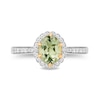 Thumbnail Image 4 of Enchanted Disney Tiana Oval Green Quartz and 1/3 CT. T.W. Diamond Claw Prong Engagement Ring in 14K Two-Tone Gold