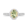 Thumbnail Image 3 of Enchanted Disney Tiana Oval Green Quartz and 1/3 CT. T.W. Diamond Claw Prong Engagement Ring in 14K Two-Tone Gold