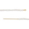 Thumbnail Image 2 of 5.0mm Cultured Freshwater Pearl Strand with Cursive "love" Necklace in Sterling Silver with 14K Gold Plate - 17"