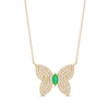 Thumbnail Image 1 of Marquise Emerald and White Topaz Butterfly Necklace in 10K Gold
